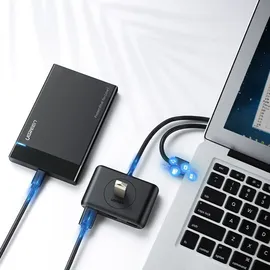 UGREEN USB A/USB C to 4 Port USB 3.0 Hub Schwarz