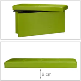 Relaxdays Sitzbank mit Stauraum, Kunstleder Sitzhocker 300 kg belastbar, grün