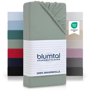 Blumtal Blumtal® Basics Spannbettlaken Topper 140x200cm Jersey - Bettlaken 140x200cm aus 100% Baumwolle - Oeko-TEX zertifiziertes Spannbetttuch 140x200cm - Topper Bettlaken 140x200 - Summergreen - Grün