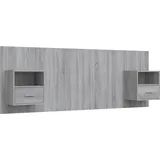 vidaXL Kopfteil mit Nachttischen Grau Sonoma Holzwerkstoff