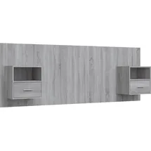 vidaXL Kopfteil mit Nachttischen Grau Sonoma Holzwerkstoff