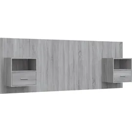 vidaXL Kopfteil mit Nachttischen Grau Sonoma Holzwerkstoff