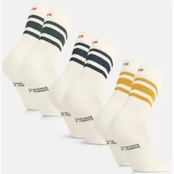 TENNISSOCKEN AUS BIO-BAUMWOLLE - 3-Pack - Offwhite/Dunkelgrün | Offwhite/Marineblau | Offwhite/Senf - 39-42