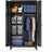 Songmics Mehrzweckschrank, Garderobenschrank, Aufbewahrungsschrank, Aktenschrank, Metallschrank, mit 2 Türen, 5 Fächern, Hängestange, abschließbar, hohe Füße, 80 x 40 x 165 cm, Mattschwarz