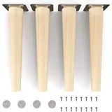Sossai Möbelfüße aus Naturholz Buche unbehandelt, Clif Round HMF1, 25 cm hoch, rund, gerade Ausführung, für Vitrinen, Tische, Schränke