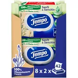 Tempo ''Sanft und Sensitiv'' feuchtes Toilettenpapier, Mega Pack, 16 Packungen mit je 42 Tücher)