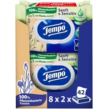 Tempo ''Sanft und Sensitiv'' feuchtes Toilettenpapier, Mega Pack, 16 Packungen mit je 42 Tücher)