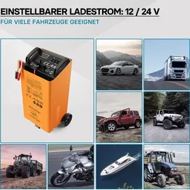 Wiltec Batterieladegerät 12V 24V Ladegerät und Starthilfe für Motorräder, Kfz, Lkw, Akkuladegerät Boost 430 mit Schnellladung
