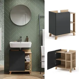 Vicco Waschbeckenunterschrank Karen 60 x 65 cm Braun/Anthrazit