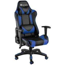 tectake Gaming-Stuhl Twink (1er, 1 St), Kopf- und Lendenkissen blau|schwarz