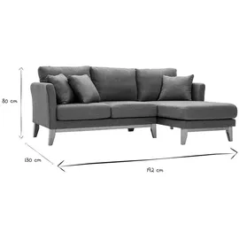 miliboo Eckcouch Polyester 4-Sitzer Graugrün