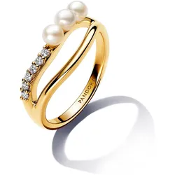 Pandora 163258C01 Damenring mit Süßwasser-Zuchtperlen Goldfarben, 54/17,2