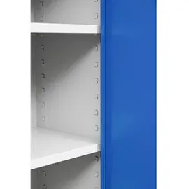 Gürkan Stahlschrank 100050 lichtgrau, enzianblau 80,0 x 38,0 x 180,0 cm, aufgebaut