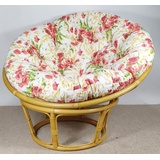 Rattani Rattanstuhl Rattan Papasan Sessel inkl. hochwertigen Polster, D 110 cm, Fb. Honig