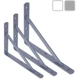 PRIOstahl® REGALTRÄGER METALL | SCHWERLASTTRÄGER | REGALHALTER | 205 x 250 mm | Regalbodenträger Schwerlastkonsole Wandkonsole Regalwinkel Schwerlastwinkel (2 Stück, silber)