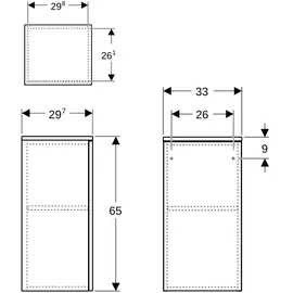 Geberit Renova Plan Seitenschrank, mit einer Tür, 33x65x29,7cm,