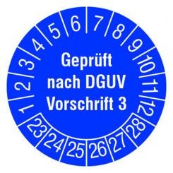 Prüfplaketten Blau, Geprüft nach DGUV Vorschrift 3, 108 Aufkleber