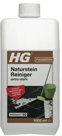 HG Produkt 40, Naturstein Reiniger, extra stark, Natursteinreiniger zum Entfernen von Fett und verkrustetem Schmutz, 1 Liter - Flasche