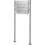 ML-Design Standbriefkasten Hellgrau 37x11x37cm mit Zeitungsfach Pfosten Silber