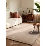 Villeroy & Boch Wollteppich Kivi - Weicher Natur Wohnzimmerteppich mit Bordüre, Handgemacht & Natürlich, Modernes Design für Wohnzimmer, Schlafzimmer, Esszimmer, Flur - Natur Beige, 80x150 cm