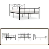 Bettgestell Schwarz Metall 140×200 Cm - Metallbett - Doppelbett - Boxspringrahmen - Bettgestell Schwarz - Lattenrost