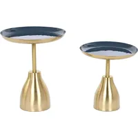 Satz mit 2 Tischen Home ESPRIT Blau Gold 40,5 x 40,5 x 48 cm