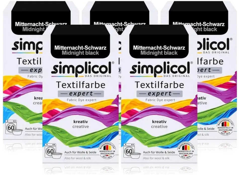 Simplicol Textilfarbe expert Mitternacht- Schwarz 150g 5er Pack