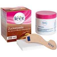 Veet Pure Zuckerpaste mit Vanilleblütenduft - Sugaring Paste für die Haarentfernung an Körper & Gesicht - 1 x 250 ml inkl. Holzspatel & Stoffstreifen