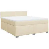 vidaXL Boxspringbett mit Matratze Creme 180x200 cm Stoff