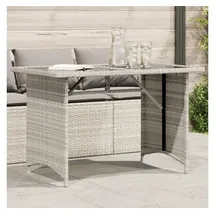 vidaXL Gartentisch mit Glasplatte Hellgrau 110x68x70 cm Poly Rattan