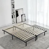 SAMPUR - Ausziehbarer Lattenrost, schwarz, 90 x 200 bis 180 x 200 cm | 25 cm Höhe | Komfort-Design 2 x 15 aktive Latten | 10 Füße inklusive