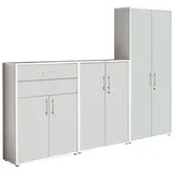 moebel-dich-auf Aktenschrank OFFICE EDITION (Set 55, 2x Aktenschrank niedrig + 1x Aktenschrank hoch) abschließbar, Metallgriffe weiß