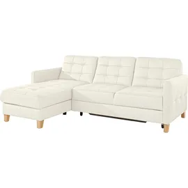 exxpo - sofa fashion "Elio, kompakt, bequem & zeitloses Design, Breite 217cm, L-Form", weiß (alpine weiß), B:217cm H:84cm T:157cm, Luxus-Kunstleder;NaturLEDER (echtes Rindsleder) in Sitz und Rücken.