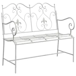 vidaXL Bank Weiß Metall 104 x 54 x 93 cm Langlebig Gartenbank