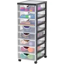 Iris Ohyama Schubladenbox Kunststoff 8 Schubladen 38,0 x 28,0 x 60,0 Schwarz/Blau