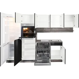 kochstation Winkelküche L-Form 290 x 180 cm schwarz