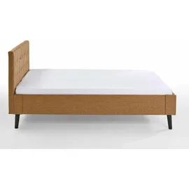 Aileenstore Polsterbett 140 x 200 Amira Bettgestell mit Kopfteil Ocker