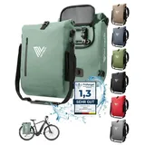 MIVELO Fahrradtasche Rucksack - Schultertasche wasserdicht 100% PVC frei, mit gepolstertem Laptopfach, für Fahrrad Gepäckträger I Gepäckträgertasche mit Rucksack 1 STK (Mint,