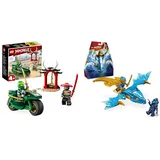 LEGO NINJAGO Lloyds Ninja-Motorrad, Spielzeug für Anfänger mit 2 Minifiguren & NINJAGO Nyas Drachengleiter, Ninja-Set mit Drachen-Spielzeug