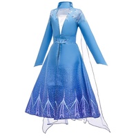 Tante Tina Mädchen Kostüm Eiskönigin - Schneeprinzessin Kostüm für Kinder mit Schleier - Veil Blau - Gr. 110 (104-110)