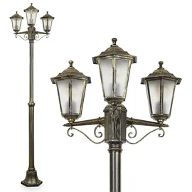 hofstein Wegeleuchte Metall/Glas 3xE27 IP44 ohne Leuchtmittel braun/gold/schwarz