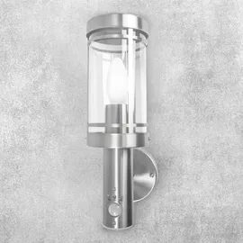 Grafner Edelstahl Wandlampe Bewegungsmelder, Wandleuchte Hofleuchte E27 Fassung, ideal für smarte LED-Leuchtmittel, Klarlack-Beschichtung, Wand...