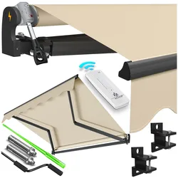 KESSER® Elektrische Gelenkarmmarkise mit Fernbedienung Markise Gelenkmarkise Terrassenmarkise Klemmmarkise Sonnenmarkise inkl. Wandhalterung Sonnenschutz Balkonmarkise wasserabweisender