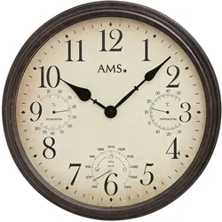 Wanduhr AMS "W9463", braun, Wanduhren, Ø 42cm, Quarzuhr,Wohnzimmer,Esszimmer,Küche,Arbeitszimmer,Büro,Flur