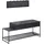 FineBuy Garderoben Set FineBuy Flurgarderobe Schwarz Holz Massiv Wandgarderobe Sitzbank