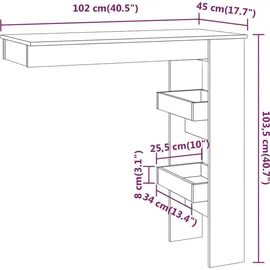 vidaXL Wand-Bartisch 102 x 45 x 103,5 cm Räuchereiche