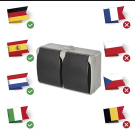 EMOS Schuko-Steckdose 2-fach Grau/Schwarz