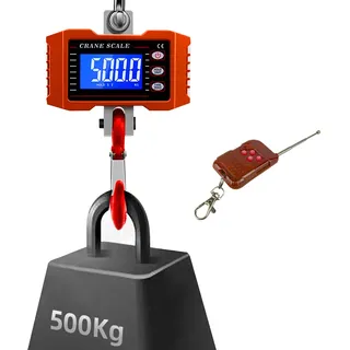 Hakenwaage 500 kg, inklusive Fernbedienung, Hängewaage, Bildschirm-Pause, Waage-Tara, LCD-Digitalanzeige, Messung in Kilogramm und Pfund, HDWR wagPRO-H500P