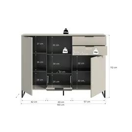 VCM Highboard Noida 150 x 112 x 37 cm Kaschmir / Schwarz