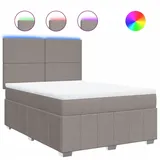 vidaXL Boxspringbett mit Matratze Taupe 160x200 cm Stoff